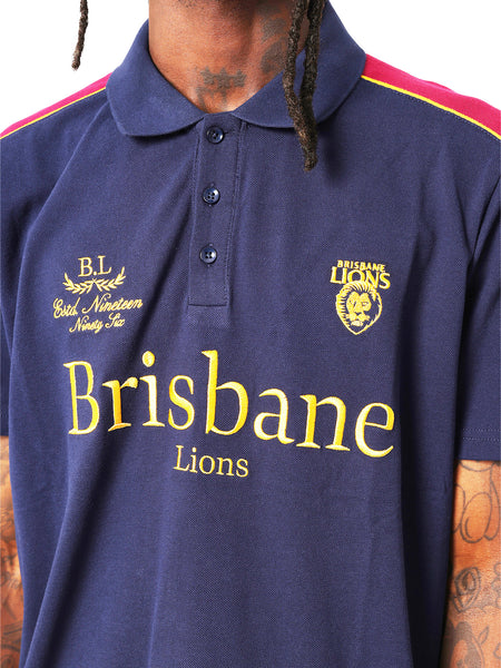 Brisbane Lions Mens Adults Multi Logo Cotton Polo Shirt