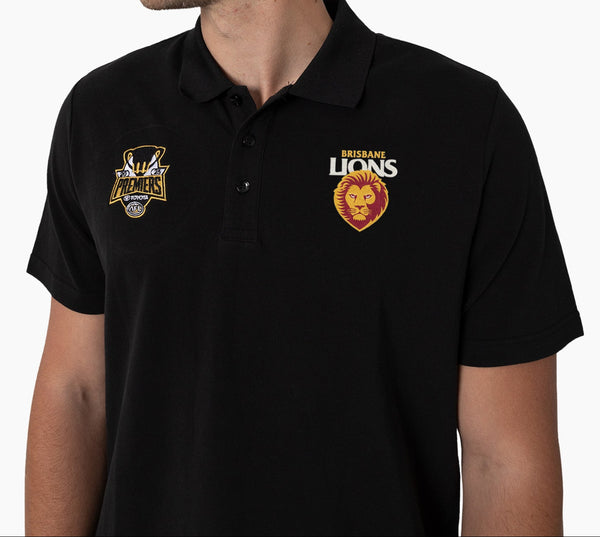 Brisbane Lions 2025 Premiers Mens Adults P1 Cup Polo Black