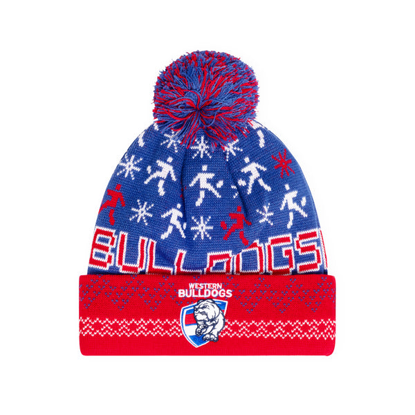 Western Bulldogs Mens Adults Pom Pom Ugly Beanie