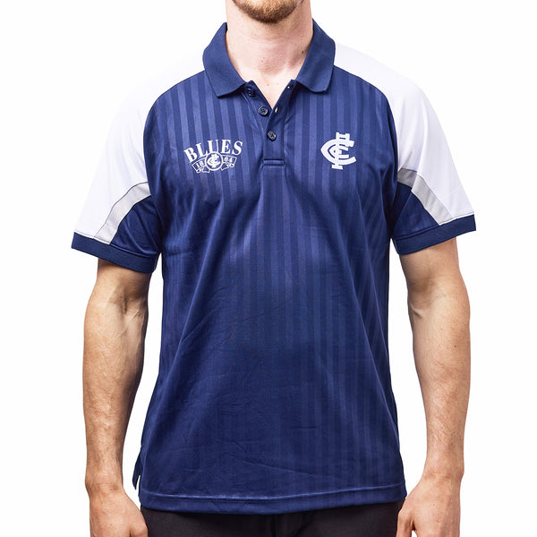 Carlton Blues AFL Mens Shaped Panel Poly Polo Shirt