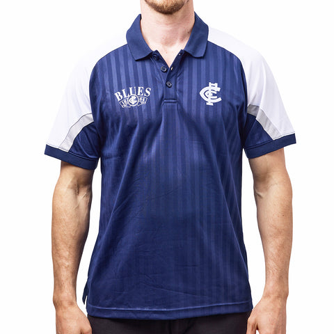 Carlton Blues AFL Mens Shaped Panel Poly Polo Shirt