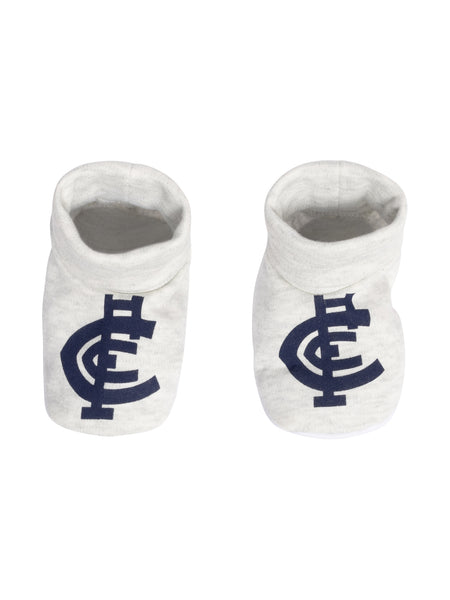 Carlton Blues Baby Infants Footy Fan Romper Bib Booties Gift Set