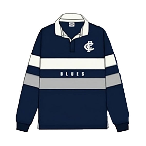 Carlton Blues Mens Adults Paneled Rugby Top Polo