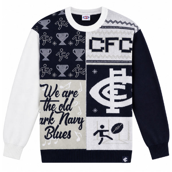 Carlton Blues AFL Mens Ugly Christmas Jumper Crew Neck Sweater