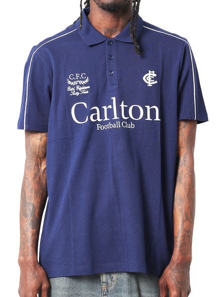 Carlton Blues Mens Adults Multi Logo Cotton Polo Shirt
