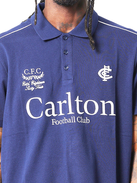Carlton Blues Mens Adults Multi Logo Cotton Polo Shirt