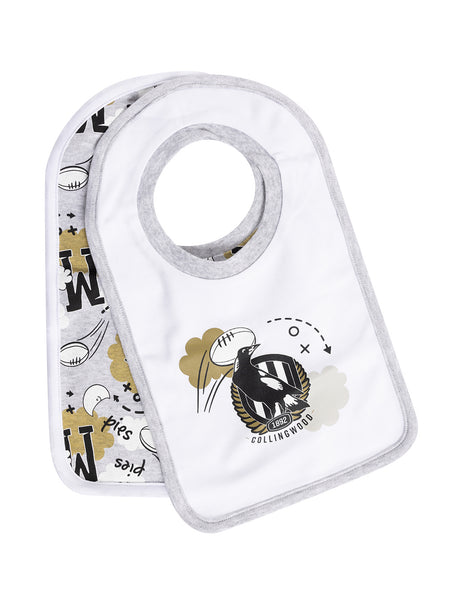 Collingwood Magpies Baby Infants 2 Pack Bib Set