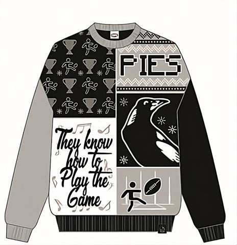 Collingwood Magpies Mens Adults Ugly Crew Sweater