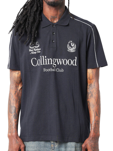 Collingwood Magpies Mens Adults Multi Logo Cotton Polo Shirt