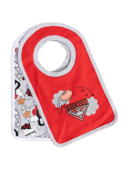Essendon Bombers Baby Infants 2 Pack Bib Set