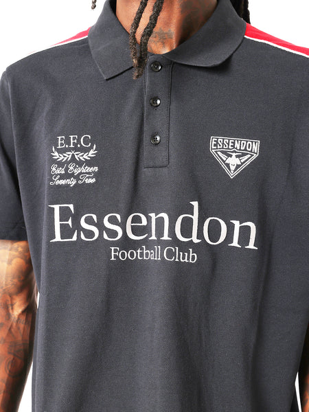Essendon Bombers Mens Adults Multi Logo Cotton Polo Shirt