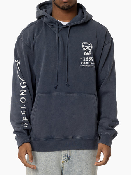 Geelong Cats Mens Adults Acid Wash Hoodie