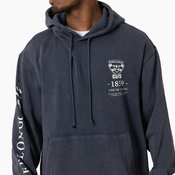 Geelong Cats Mens Adults Acid Wash Hoodie