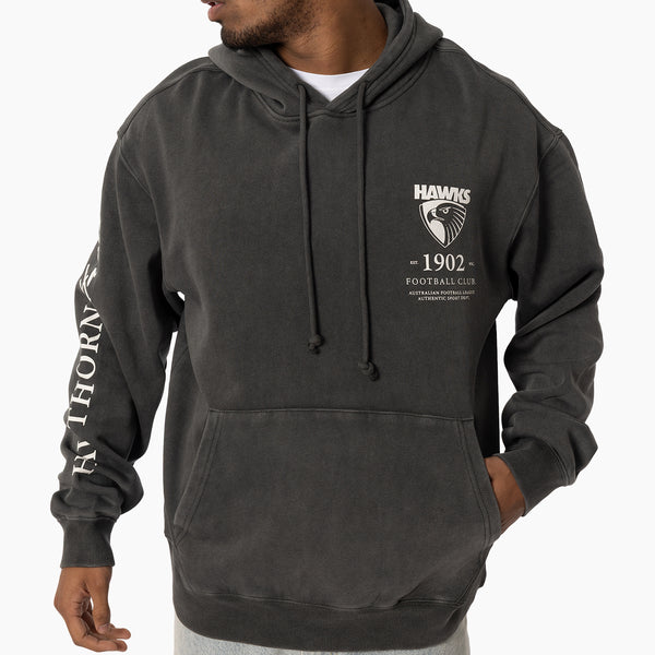 Hawthorn Hawks Mens Adults Acid Wash Hoodie