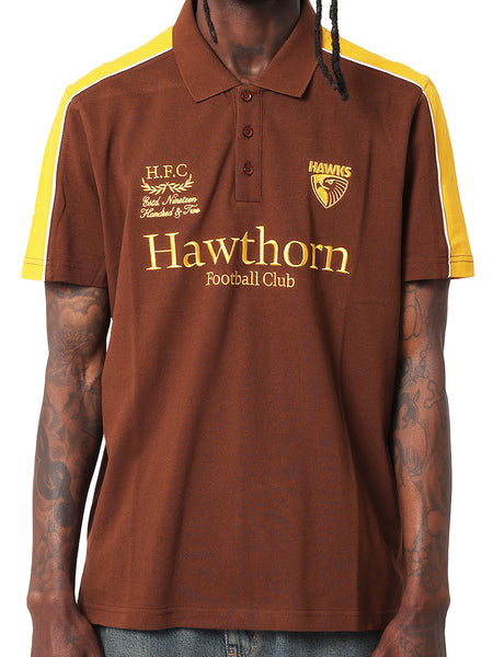Hawthorn Hawks Mens Adults Multi Logo Cotton Polo Shirt