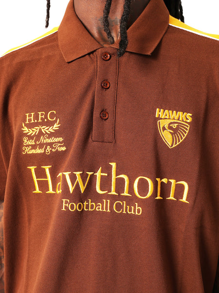 Hawthorn Hawks Mens Adults Multi Logo Cotton Polo Shirt