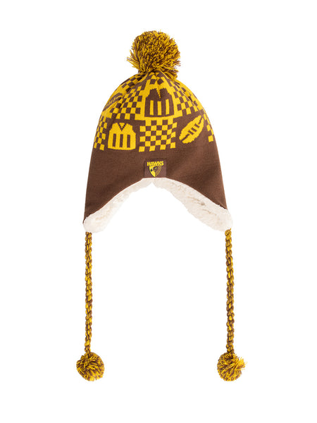 Hawthorn Hawks Sherpa Fleece Winter Pom Pom Beanie