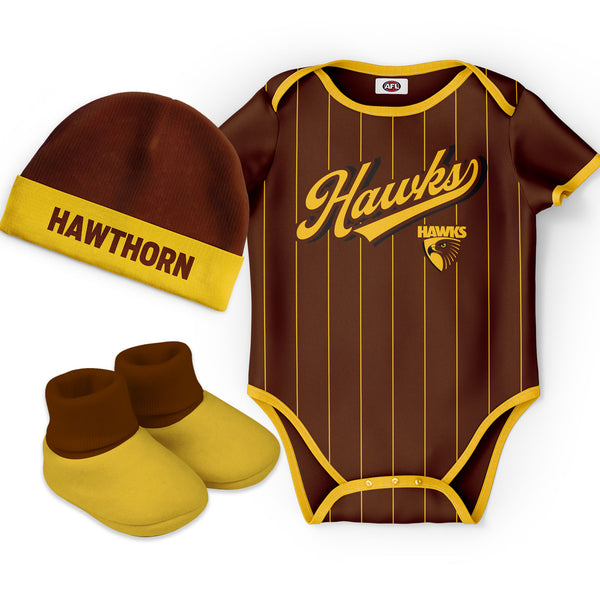 Hawthorn Hawks 'Lullaby' Baby Romper Bodysuit 3pc Gift Set