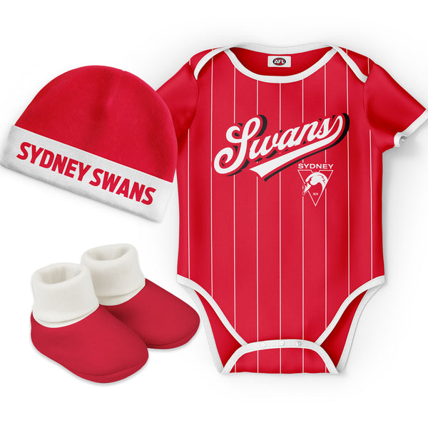 Sydney Swans 'Lullaby' Baby Romper Bodysuit 3pc Gift Set