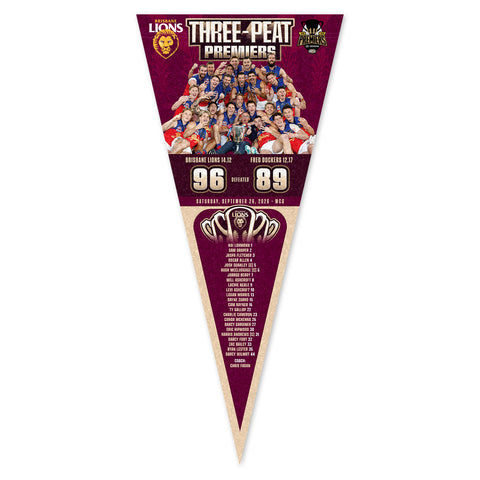 PREORDER - Brisbane Lions 2026 Premiers Team Image Felt Pennant PH2