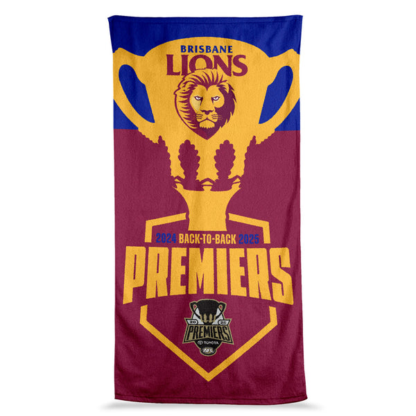 Brisbane Lions 2025 Premiers Logo Beach Towel PH2
