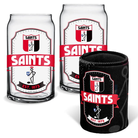 St Kilda Saints Can Glasses and Can Cooler