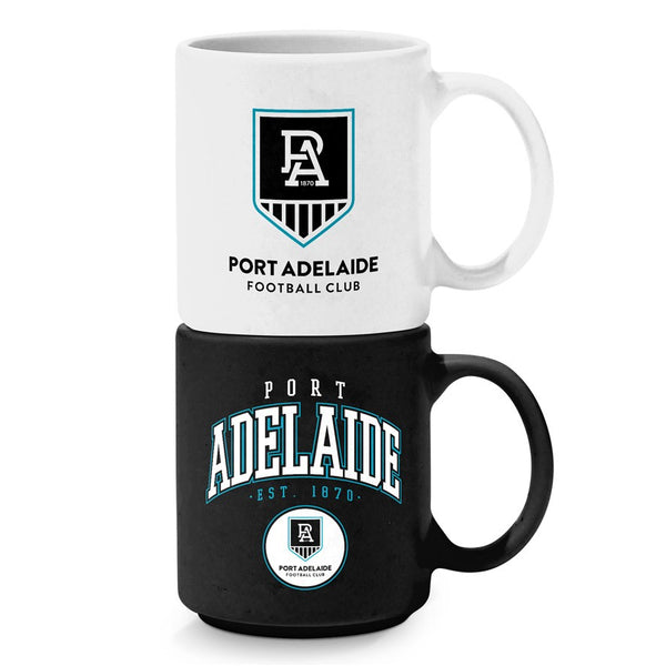 Port Adelaide Power Set of 2 Stackable Mugs