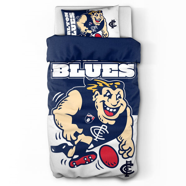 Carlton Blues Mascot Single Quilt Doona Duvet Cover Pillowcase Set