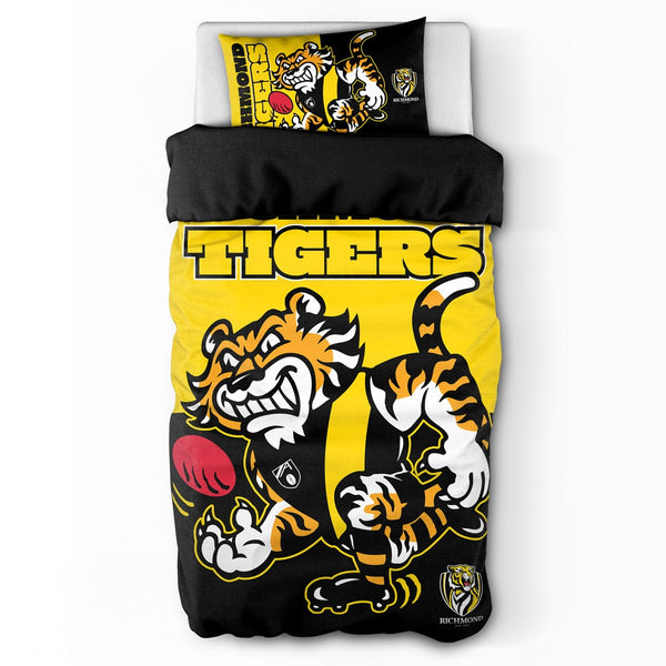 Richmond Tigers Mascot Single Quilt Doona Duvet Cover Pillowcase Set