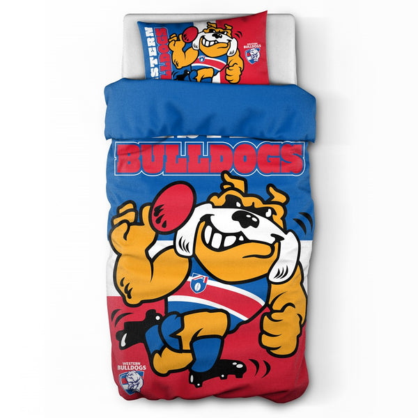 Western Bulldogs Mascot Single Quilt Doona Duvet Cover Pillowcase Set