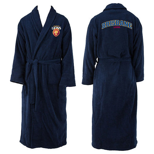 Brisbane Lions Mens Adults Long Sleeve Robe Dressing Gown