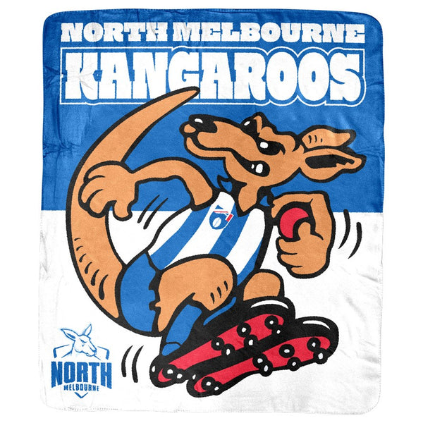 North Melbourne Kangaroos Retro Mascot Coral Fleece Throw Rug