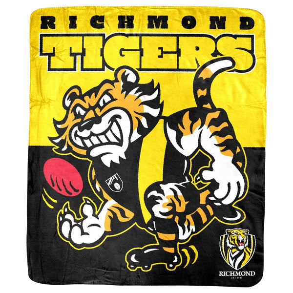 Richmond Tigers Retro Mascot Coral Fleece Throw Rug