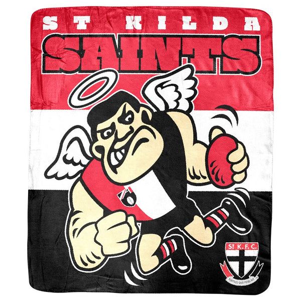 St Kilda Saints Retro Mascot Coral Fleece Throw Rug