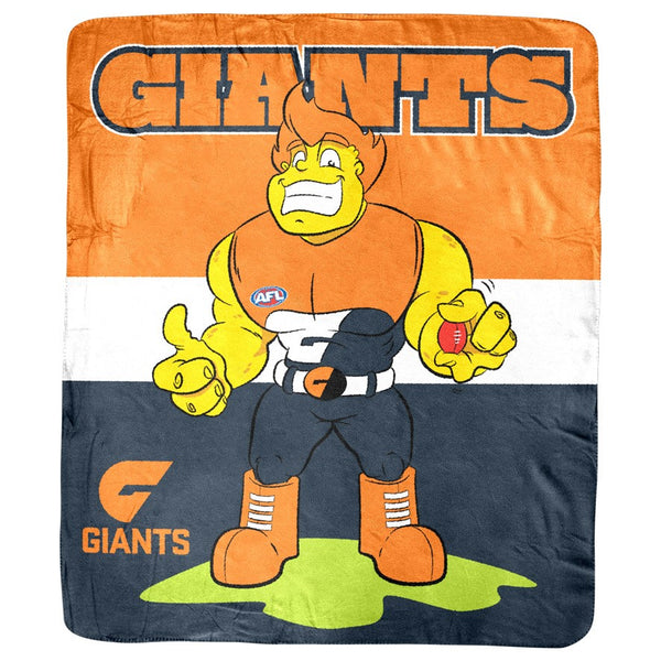 Greater Western Sydney GWS Giants Retro Mascot Coral Fleece Throw Rug