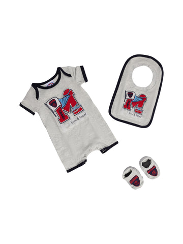 Melbourne Demons Baby Infants Footy Fan Romper Bib Booties Gift Set