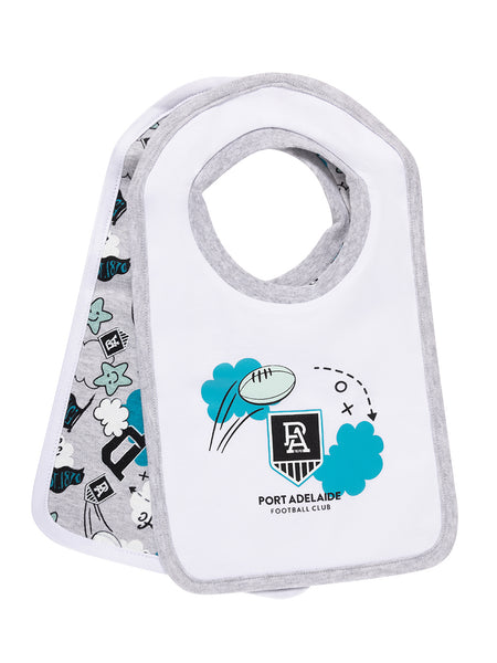 Port Adelaide Power Baby Infants 2 Pack Bib Set