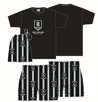 Port Adelaide Power AFL Youth Game Day Pyjamas 2-Piece PJ Set - Short Sleeve Tee and Shorts