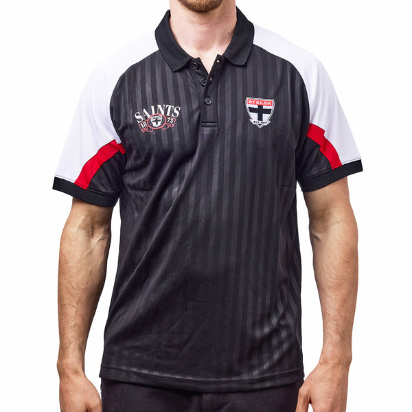 St Kilda Saints AFL Mens Shaped Panel Poly Polo Shirt
