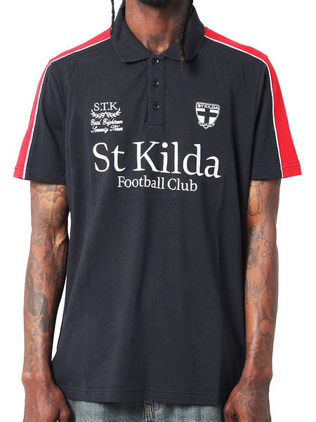 St Kilda Saints Mens Adults Multi Logo Cotton Polo Shirt