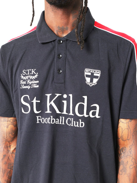 St Kilda Saints Mens Adults Multi Logo Cotton Polo Shirt