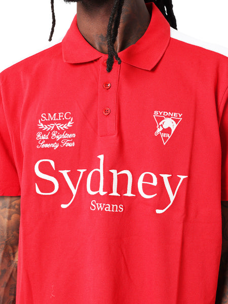 Sydney Swans Mens Adults Multi Logo Cotton Polo Shirt
