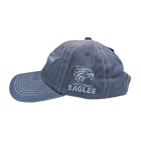West Coast Eagles Mens Adults Cotton Sunbleached Dad Cap
