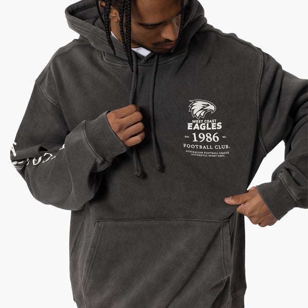 West Coast Eagles Mens Adults Acid Wash Hoodie