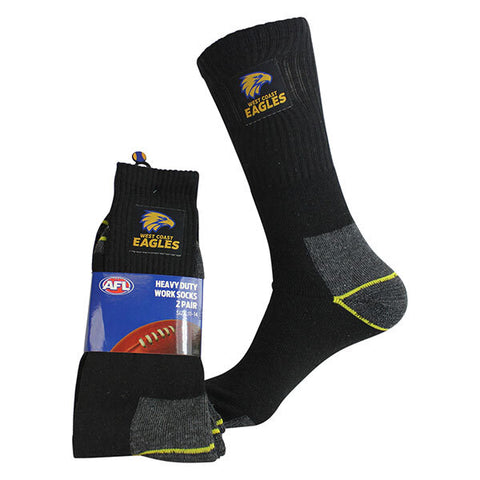 West Coast Eagles Mens Heavy Duty Work Socks 2pk
