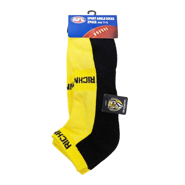 Richmond Tigers High Performance Sport Ankle Socks 2pk
