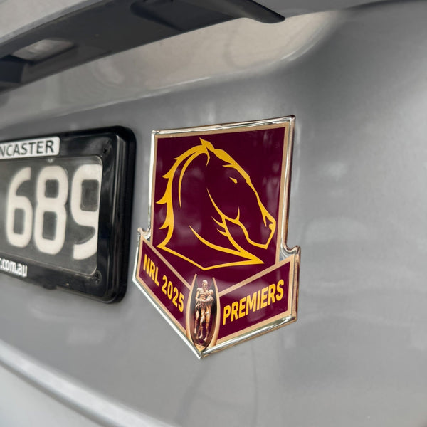 Brisbane Broncos NRL 2025 Premiers Premium Chrome Logo Decal Sticker