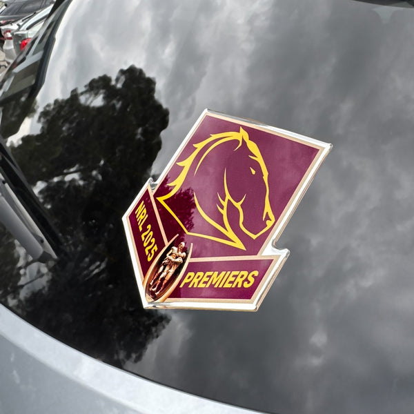 Brisbane Broncos NRL 2025 Premiers Premium Chrome Logo Decal Sticker