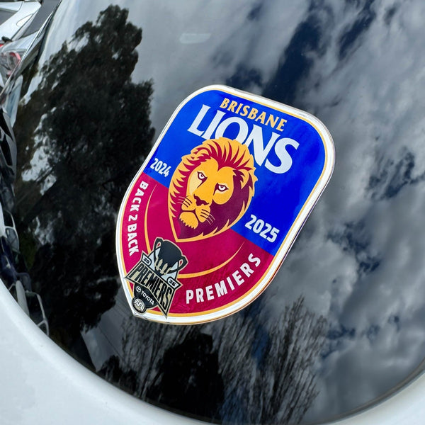 Brisbane Lions 2025 Premiers Premium Chrome Logo Decal Sticker