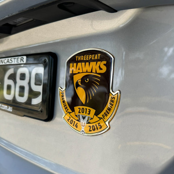 Hawthorn Hawks Threepeat 2015 Premiers Chrome Logo Decal Sticker